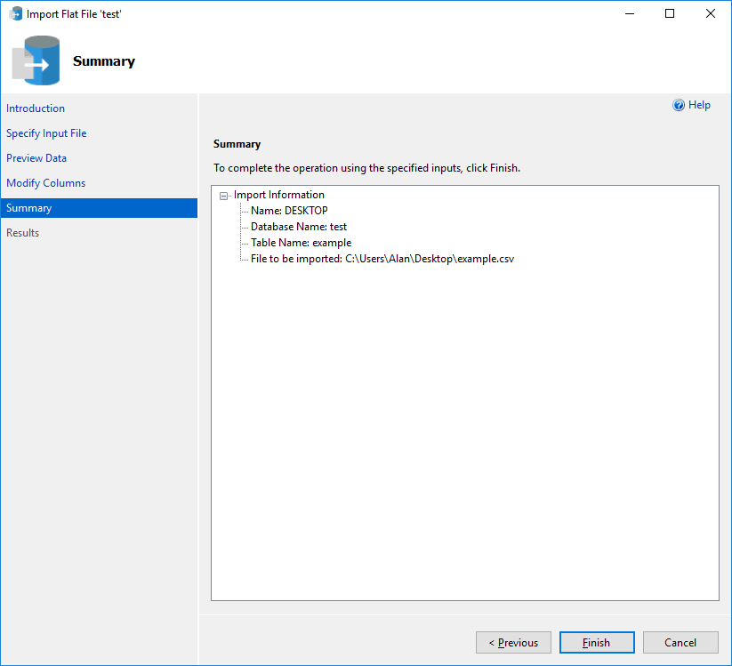 Data Studio Azure - Import Flat File Summary Page